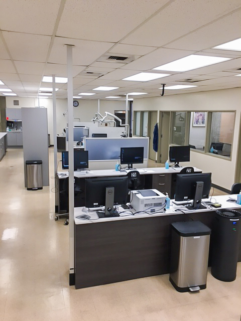 Upgraded electronics in the Cypress College Dental Hygiene Clinic