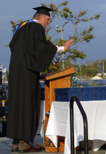 Mark Eaton, 2004 Alumnus of the Year, at Cypress College in graduation regalia
