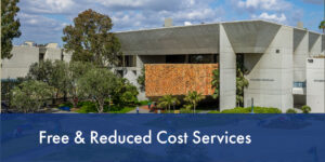 An image of the Cypress College Complex building with the text "Free or Reduced Cost Services"